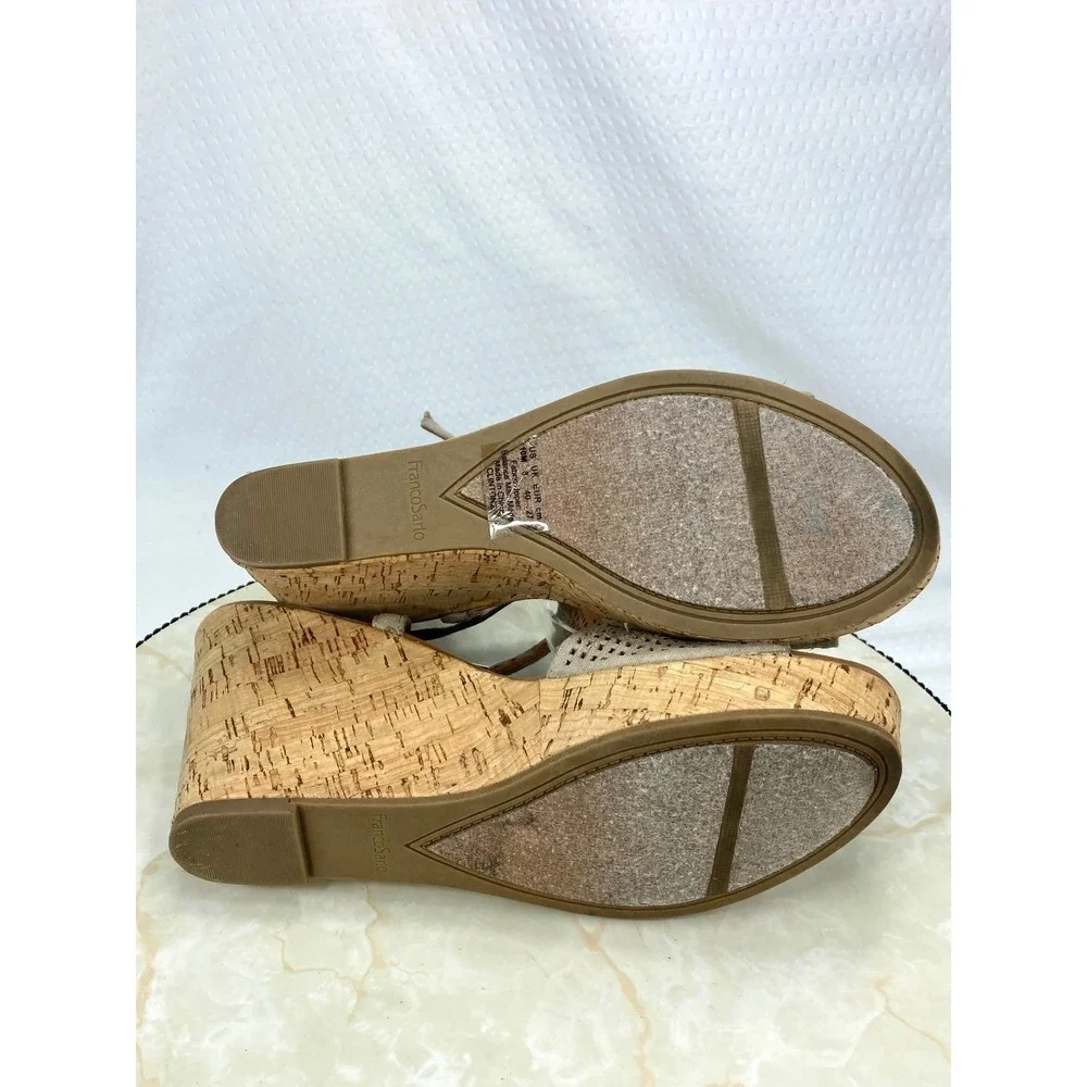 Franco Sarto Clinton2 Platform Wedge Heel Sandals Womens 10 Taupe Boho Strappy